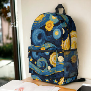 星空の夜はサンフラワーズヴァンゴッホマッシュアップに出会う プリントバックパック