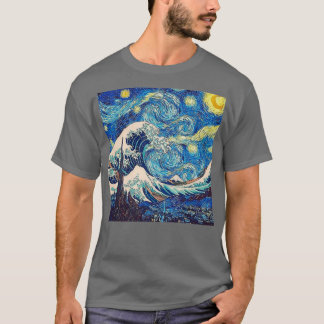 星空の夜は波に素晴らし打ち寄せる Tシャツ
