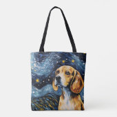 星空の夜をテーマにしたビーグル犬 トートバッグ (裏面)