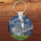 星空の夜イタリアン – グレイハウンド4 （座る） キーホルダー (正面)