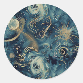 星空の夜インスパイアカスタムのステッカー ラウンドシール