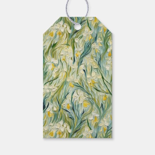 星空の夜インスパイアフローラ絵を描テクスチャスタイル ギフトタグ (正面)