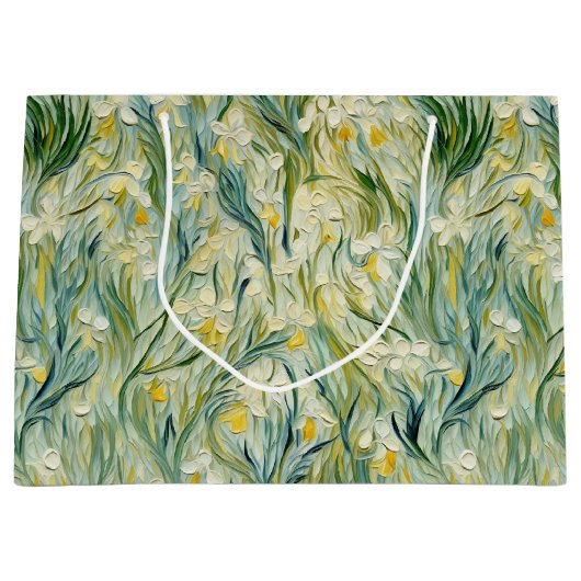 星空の夜インスパイアフローラ絵を描テクスチャスタイル ラージペーパーバッグ (正面)