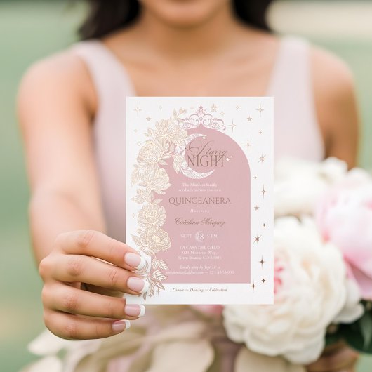 星空の夜キンセアニェラフローラ天月 箔招待状