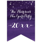 星空の夜ハッピーニューイヤー濃い紫色の青 バンティングフラッグ (第1の旗)