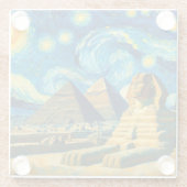 星空の夜ピラミッドSphinxエジプト ガラスコースター (裏面)