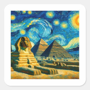 星空の夜ピラミッドSphinxエジプト スクエアシール