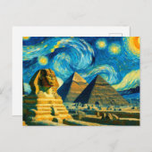 星空の夜ピラミッドSphinxエジプト ポストカード (正面/裏面)