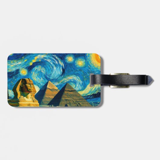 星空の夜ピラミッドSphinxエジプト ラゲッジタグ (裏面横)