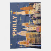 星空の夜フィラデルフィア、パーソナライズ キッチンタオル (縦)