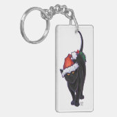 星空の夜ブラックキャットクリスマス キーホルダー (正面左)