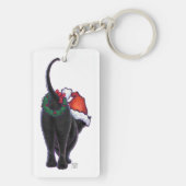 星空の夜ブラックキャットクリスマス キーホルダー (裏面)