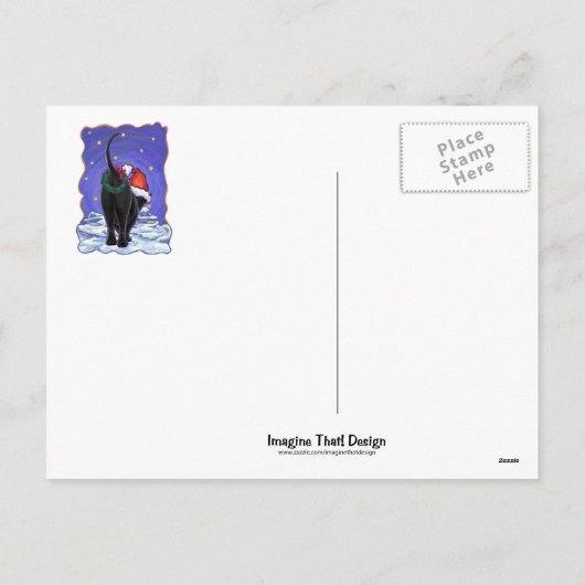 星空の夜ブラックキャットクリスマス シーズンポストカード (裏面)