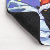 星空の夜ブラックキャットクリスマス マウスパッド (コーナー)