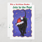 星空の夜ブラックキャットクリスマス 招待状 (正面/裏面)