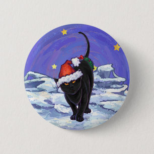 星空の夜ブラックキャットクリスマス 缶バッジ