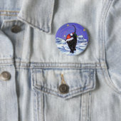 星空の夜ブラックキャットクリスマス 缶バッジ (インサイチュ)