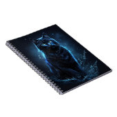 星空の夜ブルーブラックキャットスプラッシュアート ノートブック (右側)