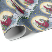 星空の夜ベルニックルサンタクリスマスパッケージ ラッピングペーパー (ロールコーナー)