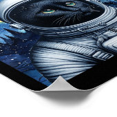 星空の夜宇宙猫宇宙飛行士アート ポスター (角)