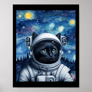 星空の夜宇宙猫宇宙飛行士アート ポスター