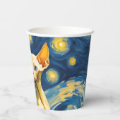 星空の夜小妖精や小人スフィンクス猫アートパーティー用品 紙コップ (裏面)