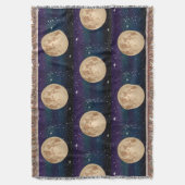 星空の夜手描きの満月 スローブランケット (正面縦)