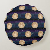 星空の夜手描きの満月 ラウンドクッション (裏面)