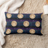 星空の夜手描きの満月 ランバークッション (ブランケット)