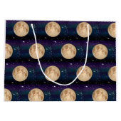 星空の夜手描きの満月 ラージペーパーバッグ (裏面)