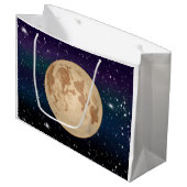 星空の夜手描きの満月 ラージペーパーバッグ (正面アングル)