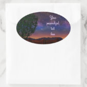 星空の夜景 – カスタマイズ可能な文字- 楕円形シール (バッグ)