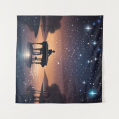 星空の夜景#1 タペストリー (正面(横))