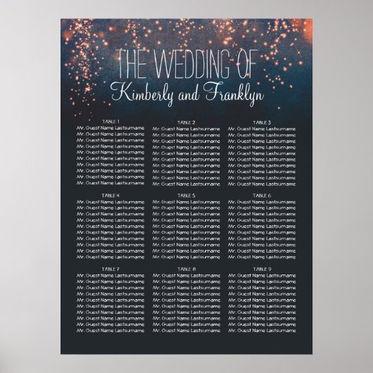 星空の夜灯結婚の座席表 ポスター (正面)