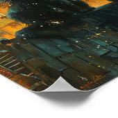 星空の夜猫たち – コズミックシティルーフトップアート ポスター (角)