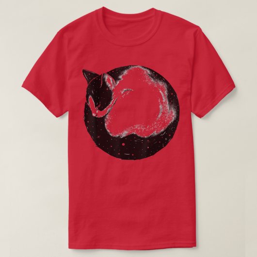 星空の夜猫、かわいい子猫 Tシャツ (デザイン正面)