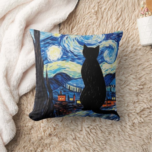 星空の夜猫 クッション (ブランケット)