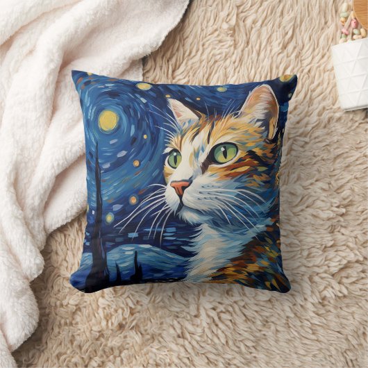 星空の夜猫 クッション (ブランケット)