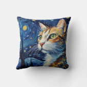 星空の夜猫 クッション (裏面)