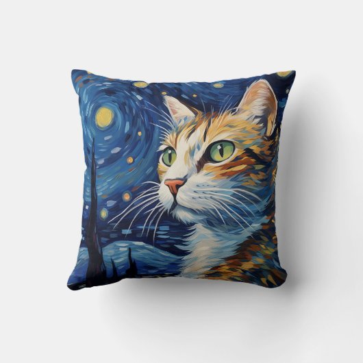 星空の夜猫 クッション (裏面)