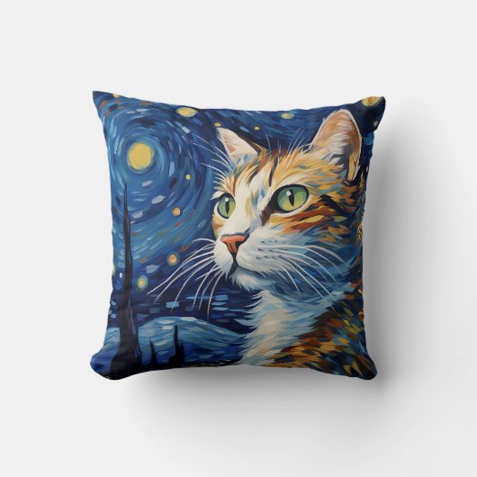 星空の夜猫 クッション (正面)