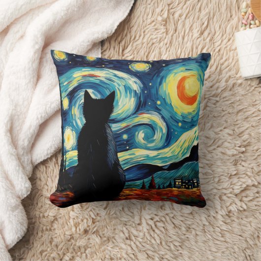 星空の夜猫 クッション (ブランケット)