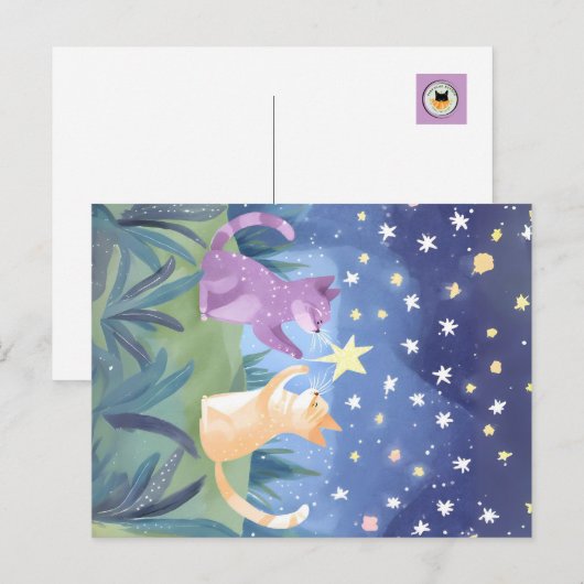 星空の夜猫 ポストカード (正面/裏面)