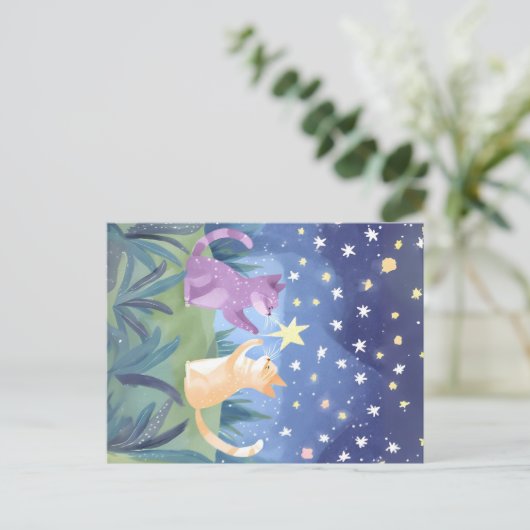 星空の夜猫 ポストカード (スタンド正面)