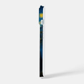 星空の夜猫iPhoneケース覗き黒子猫 iPhone 15ケース (左側面)