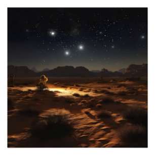 星空の夜砂漠 フォトプリント