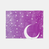 星空の夜空 紫色の月と星 フリースブランケット (正面(横))