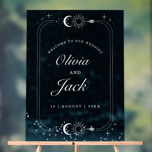 星空の夜結婚の天の招待状、銀河系 アクリルサイン (ニュートラル)