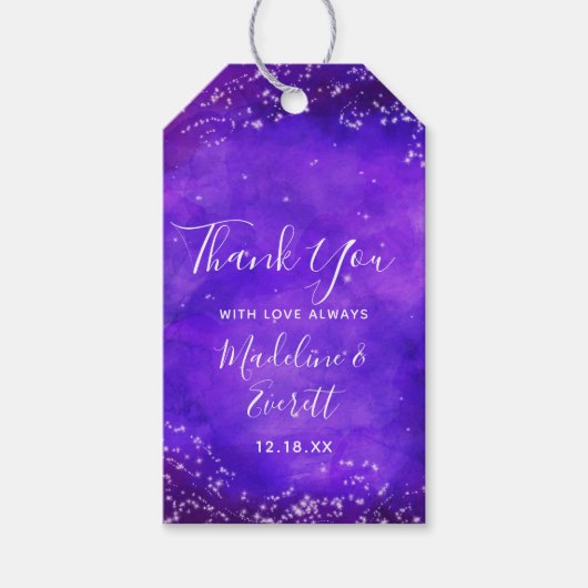 星空の夜銀河系水の色結婚は感謝する ギフトタグ (正面)