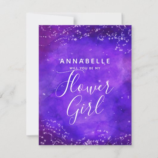 星空の夜銀河系私の花の女の子 招待状 (正面)